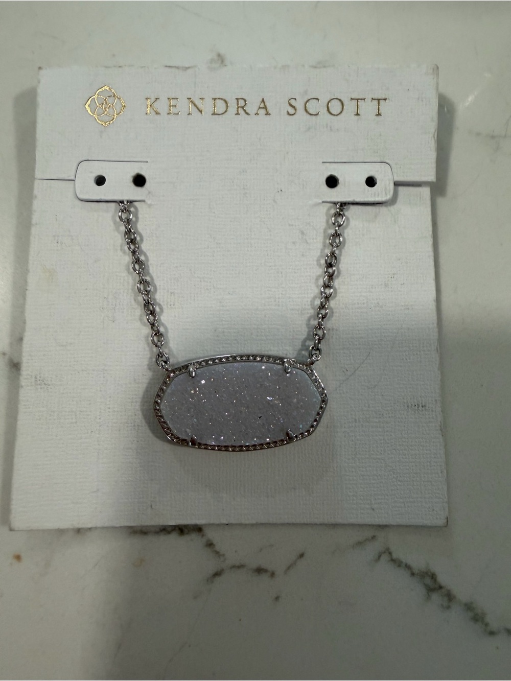 Kendra scott ELISA SILVER WHITE DRUSY necklace